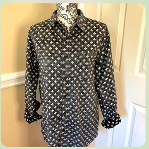 STRAIGHT FADED, Mens Button Up Grey/black Long Sleeve Dress Shirt, Size Medium